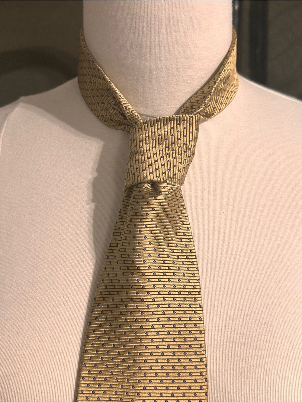 Lands’ End Handmade Tie Silk Necktie Mens Geometric Classic Gold  Tie